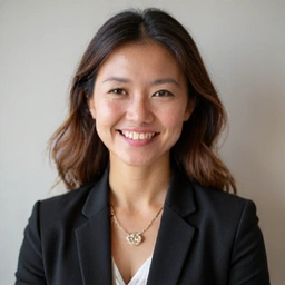 Professional headshot of a female nutritionist with a warm, approachable smile, wearing professional attire, against a soft, blurred background.